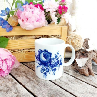 SIK hrnek 310 ml, modrá růže, Český porcelán Dubí